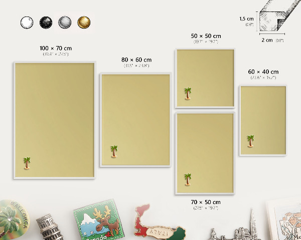 Tableau mural pour aimants dans un cadre noir Jaune vintage