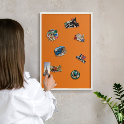 Panneau magnétique décoratif cadre noir Orange fort
