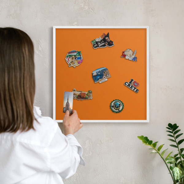 Panneau magnétique décoratif cadre noir Orange fort