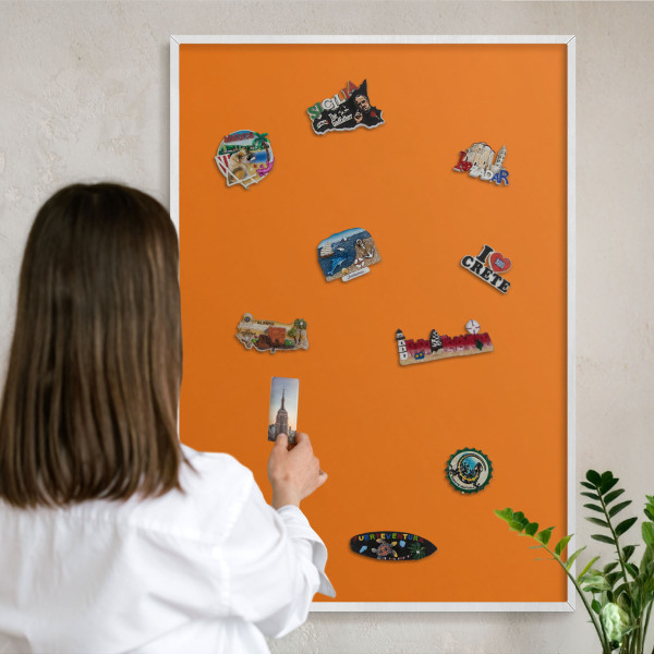 Panneau magnétique décoratif cadre noir Orange fort