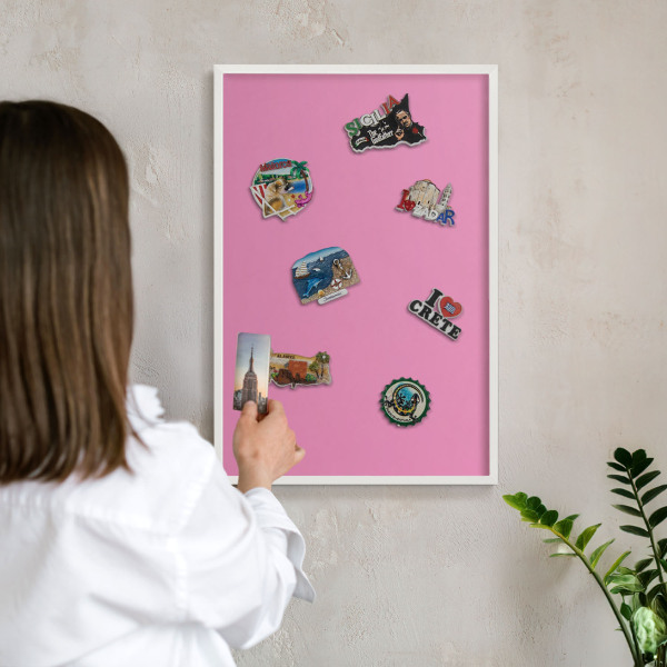 Tableau mural pour aimants dans un cadre noir Rose frais