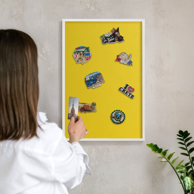 Panneau magnétique décoratif cadre noir Jaune intense