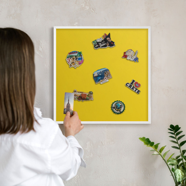 Panneau magnétique décoratif cadre noir Jaune intense