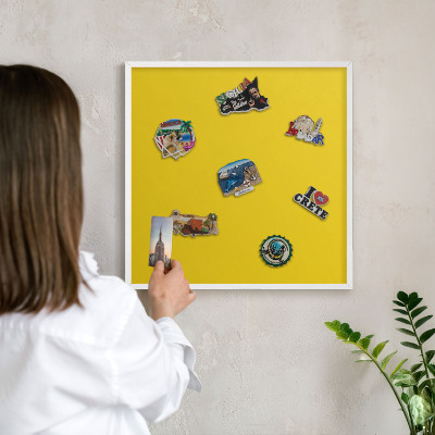 Panneau magnétique décoratif cadre noir Jaune intense