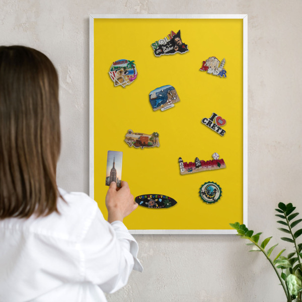 Panneau magnétique décoratif cadre noir Jaune intense