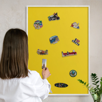 Panneau magnétique décoratif cadre noir Jaune intense