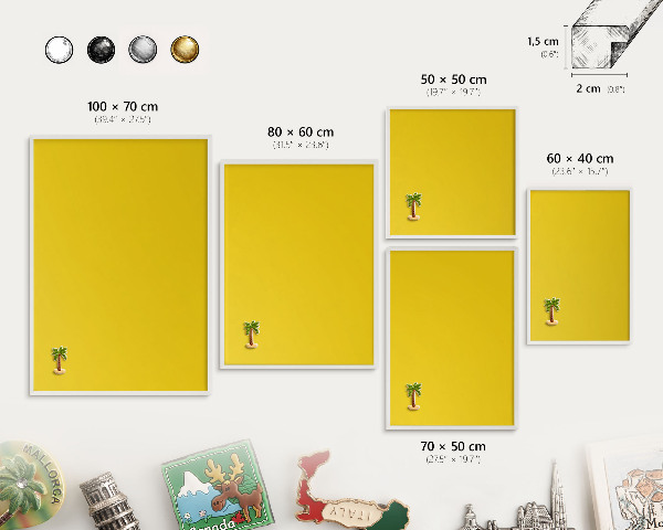 Panneau magnétique décoratif cadre noir Jaune intense