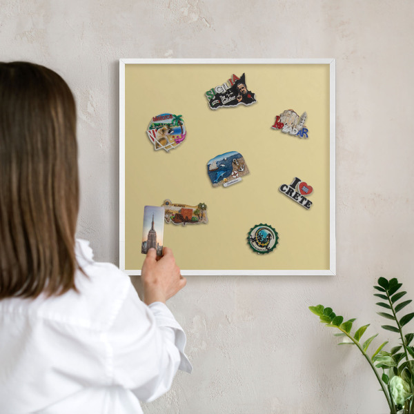 Tableau mural pour aimants dans un cadre noir Jaune beige