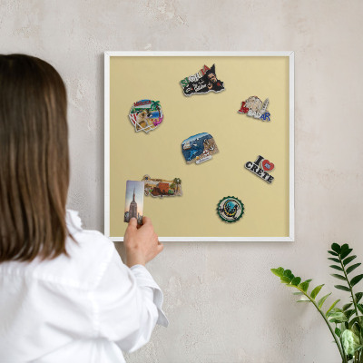Tableau mural pour aimants dans un cadre noir Jaune beige