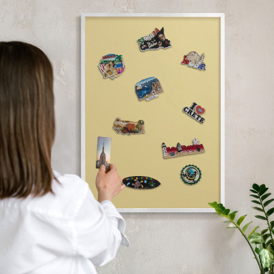 Tableau mural pour aimants dans un cadre noir Jaune beige