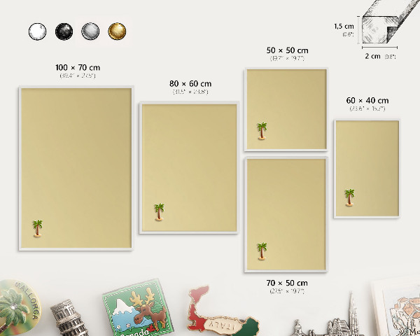 Tableau mural pour aimants dans un cadre noir Jaune beige