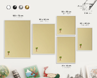 Tableau mural pour aimants dans un cadre noir Jaune beige