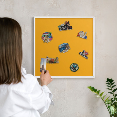 Panneau magnétique décoratif cadre noir Orange vif