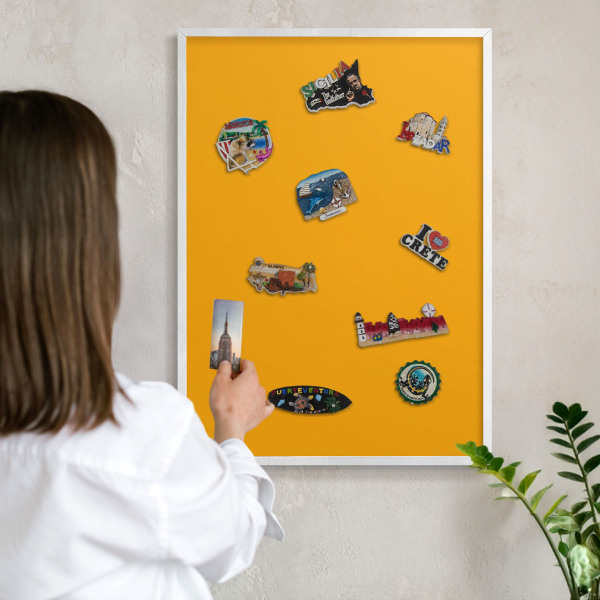 Panneau magnétique décoratif cadre noir Orange vif