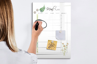 Tableau effaçable magnétique Plan de repas pour chaque semaine