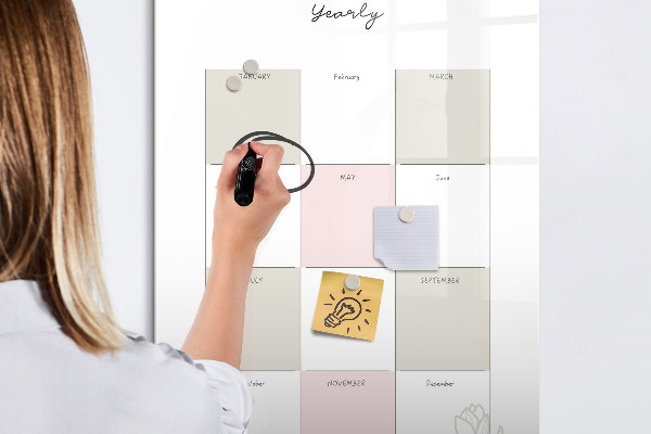 Tableau magnétique effaçable Agenda annuel avec espace pour photos
