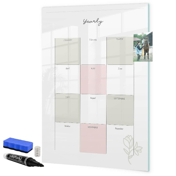 Tableau magnétique effaçable Agenda annuel avec espace pour photos