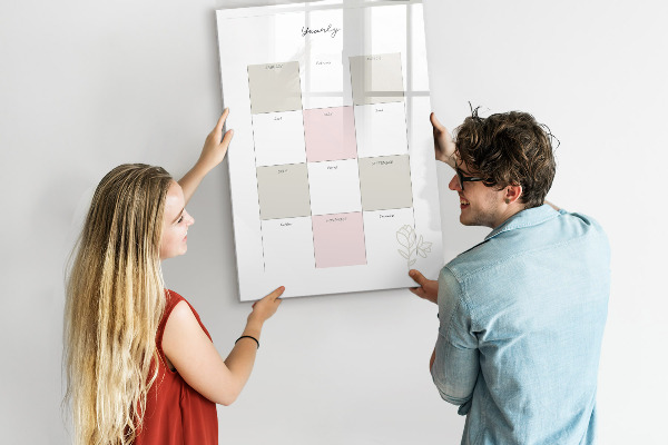Tableau magnétique effaçable Agenda annuel avec espace pour photos