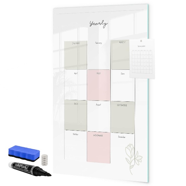 Tableau magnétique effaçable Agenda annuel avec espace pour photos