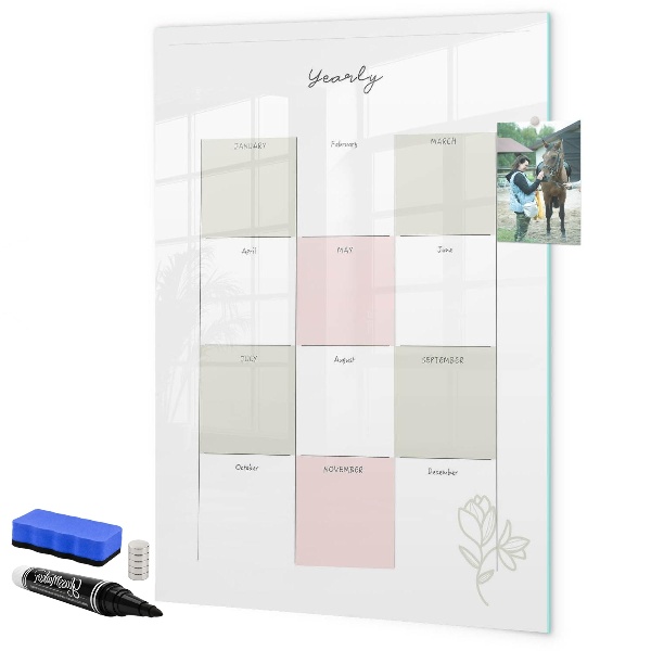 Tableau magnétique effaçable Agenda annuel avec espace pour photos