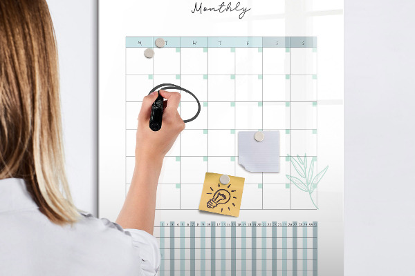 Tableau effaçable magnétique Agenda mensuel avec espace pour photos