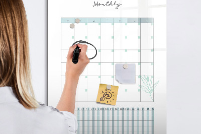 Tableau effaçable magnétique Agenda mensuel avec espace pour photos
