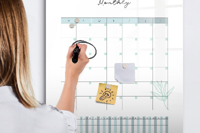 Tableau effaçable magnétique Agenda mensuel avec espace pour photos