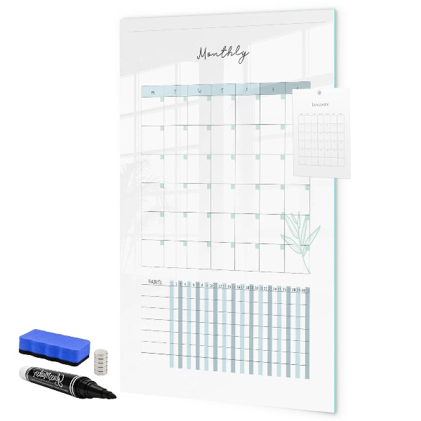 Tableau effaçable magnétique Agenda mensuel avec espace pour photos
