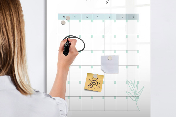 Tableau effaçable magnétique Agenda mensuel avec espace pour photos