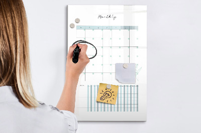 Tableau effaçable magnétique Agenda mensuel avec espace pour photos