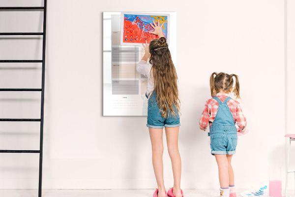 Tableau magnétique effaçable Agenda hebdomadaire avec espace pour photos