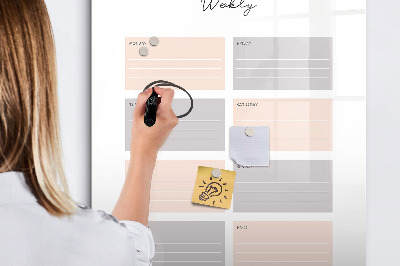 Tableau magnétique effaçable Agenda hebdomadaire avec espace pour photos