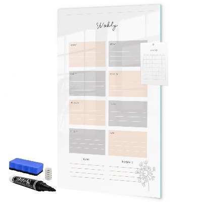 Tableau magnétique effaçable Agenda hebdomadaire avec espace pour photos