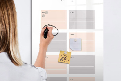 Tableau magnétique effaçable Agenda hebdomadaire avec espace pour photos
