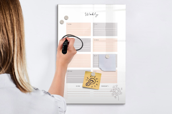 Tableau magnétique effaçable Agenda hebdomadaire avec espace pour photos