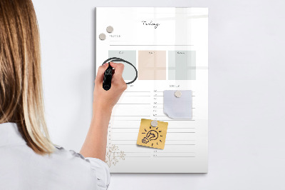 Tableau effaçable magnétique Emploi du temps quotidien avec espace pour photos