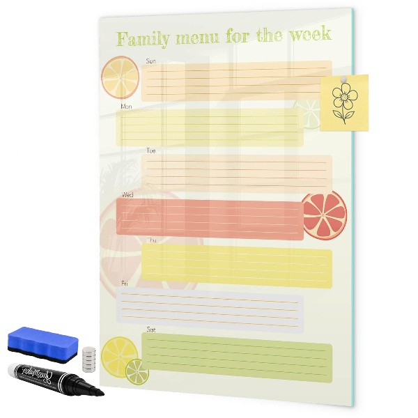 Tableau magnétique effaçable Menu familial pour la semaine