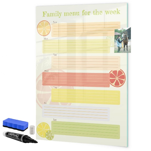 Tableau magnétique effaçable Menu familial pour la semaine