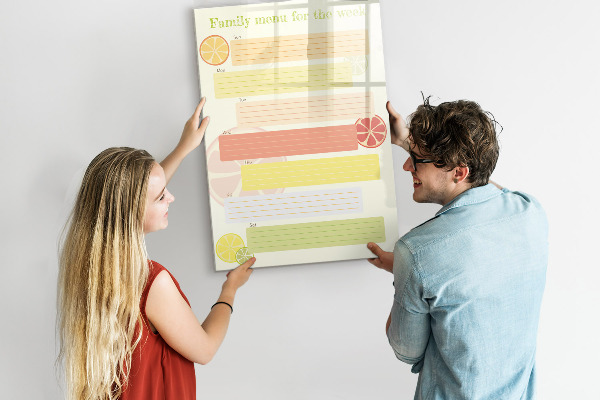 Tableau magnétique effaçable Menu familial pour la semaine