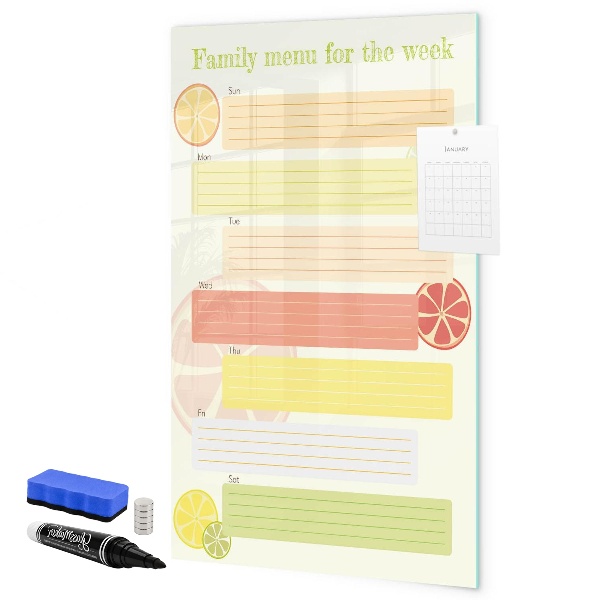 Tableau magnétique effaçable Menu familial pour la semaine