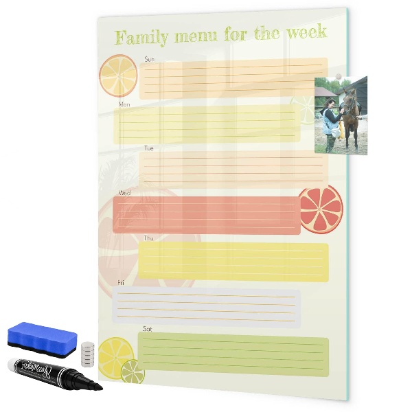 Tableau magnétique effaçable Menu familial pour la semaine