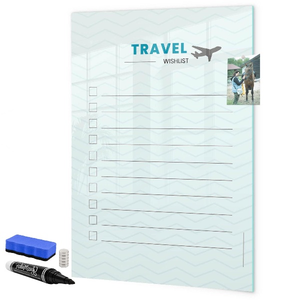 Tableau effaçable magnétique Liste de voyages de rêve avec inspiration