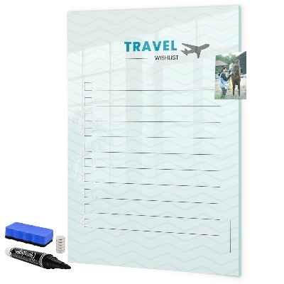 Tableau effaçable magnétique Liste de voyages de rêve avec inspiration