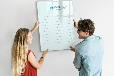 Tableau effaçable magnétique Liste de voyages de rêve avec inspiration