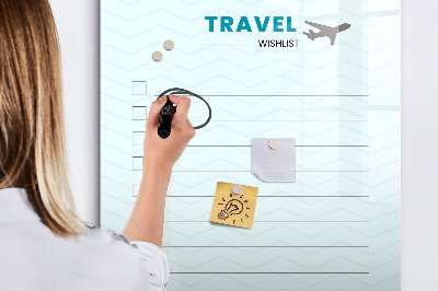 Tableau effaçable magnétique Liste de voyages de rêve avec inspiration
