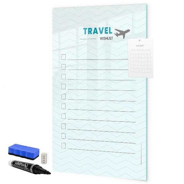 Tableau effaçable magnétique Liste de voyages de rêve avec inspiration