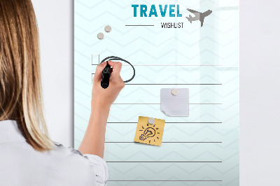 Tableau effaçable magnétique Liste de voyages de rêve avec inspiration