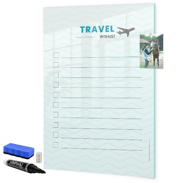Tableau effaçable magnétique Liste de voyages de rêve avec inspiration