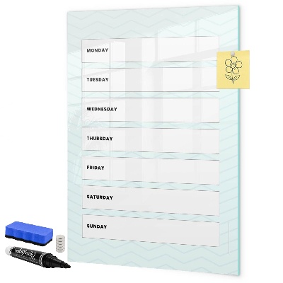 Tableau magnétique effaçable Agenda hebdomadaire avec espace pour photos