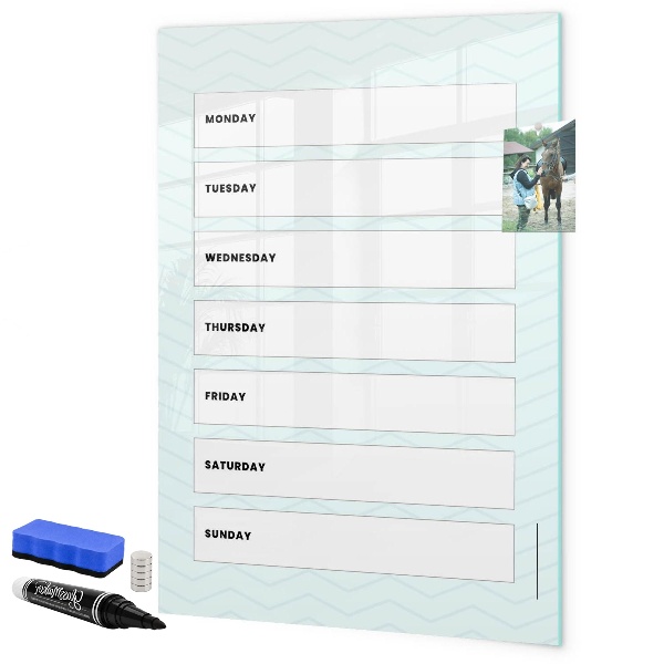 Tableau magnétique effaçable Agenda hebdomadaire avec espace pour photos